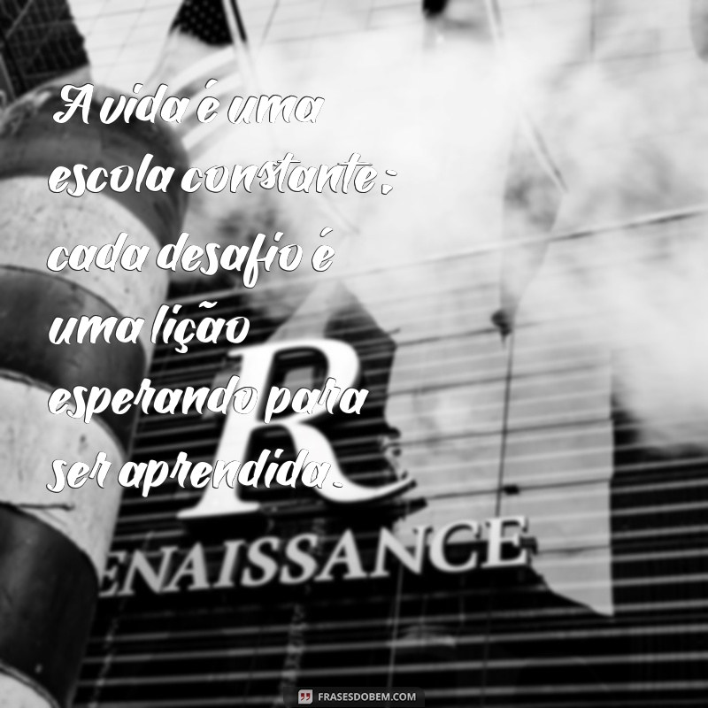 mensagem sobre lição de vida A vida é uma escola constante; cada desafio é uma lição esperando para ser aprendida.