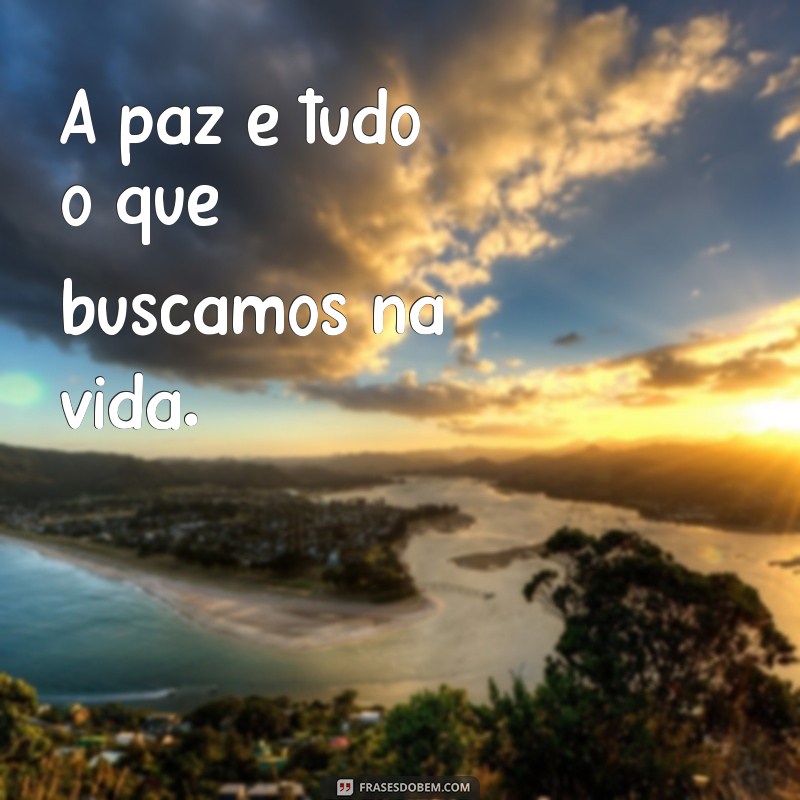 paz é tudo A paz é tudo o que buscamos na vida.