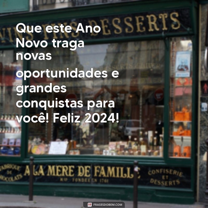 mensagem feliz ano novo para clientes Que este Ano Novo traga novas oportunidades e grandes conquistas para você! Feliz 2024!