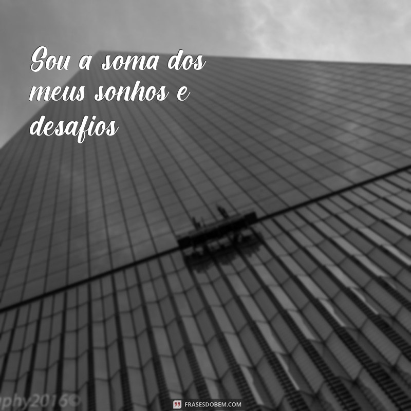 uma frases que te define Sou a soma dos meus sonhos e desafios.