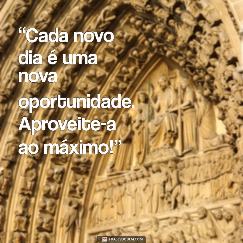 mensagem novo dia “Cada novo dia é uma nova oportunidade. Aproveite-a ao máximo!”