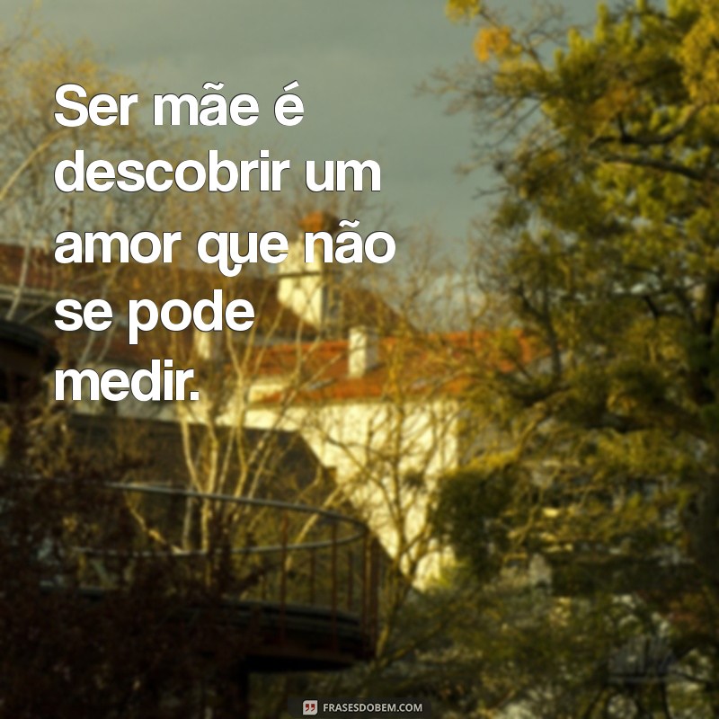 mensagem ser mãe é Ser mãe é descobrir um amor que não se pode medir.