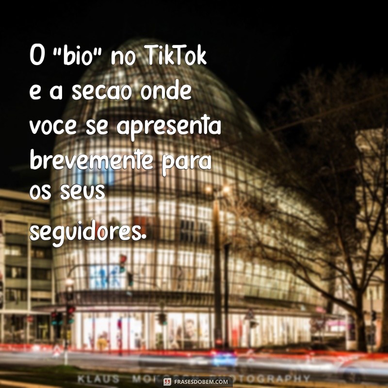 o que é bio no tiktok O 