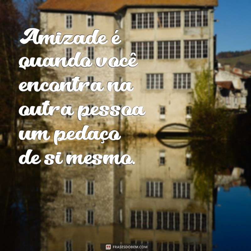 mensagem de uma grande amizade Amizade é quando você encontra na outra pessoa um pedaço de si mesmo.