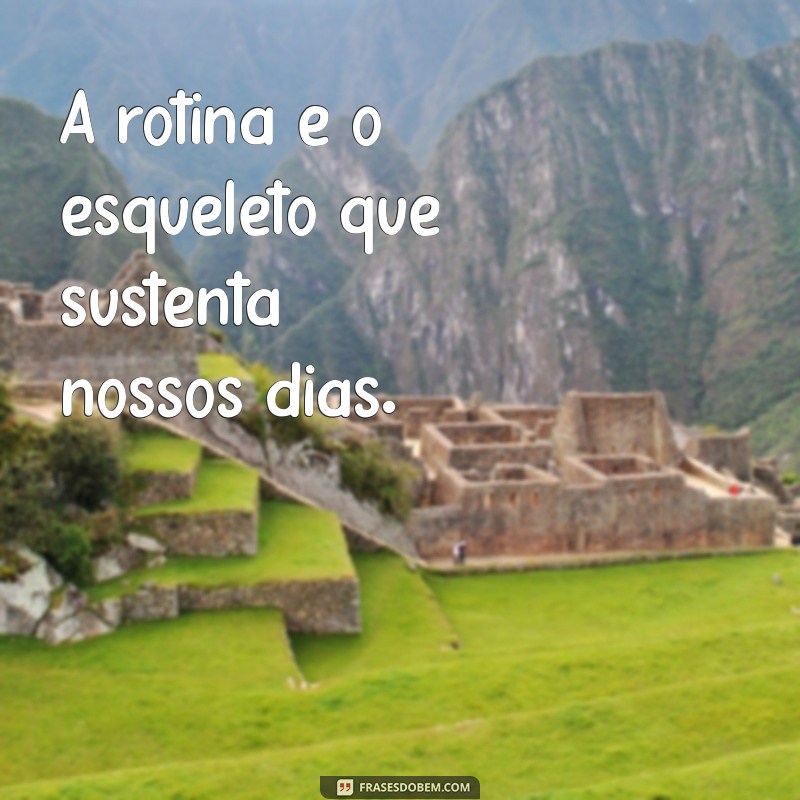 frases sobre rotina A rotina é o esqueleto que sustenta nossos dias.