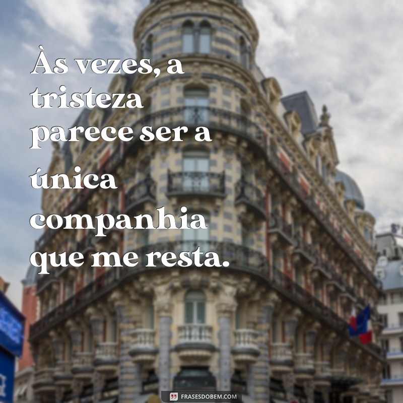 frases me sentindo triste Às vezes, a tristeza parece ser a única companhia que me resta.