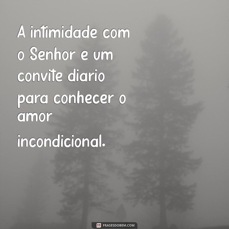 intimidade com o senhor A intimidade com o Senhor é um convite diário para conhecer o amor incondicional.