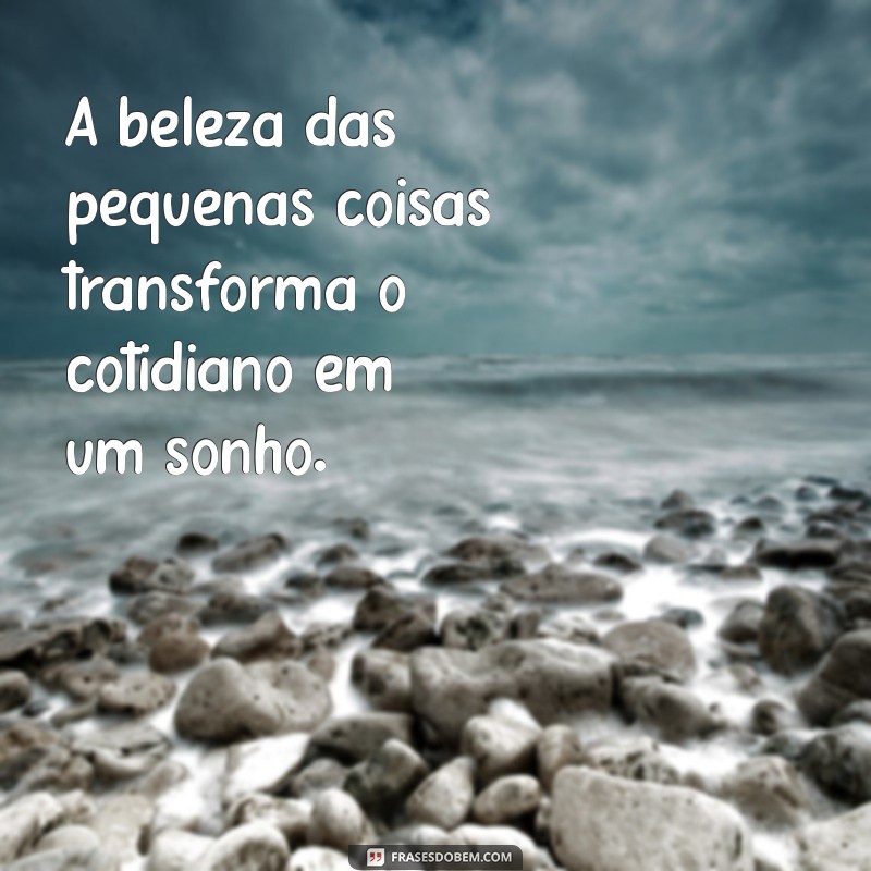 frases bela A beleza das pequenas coisas transforma o cotidiano em um sonho.