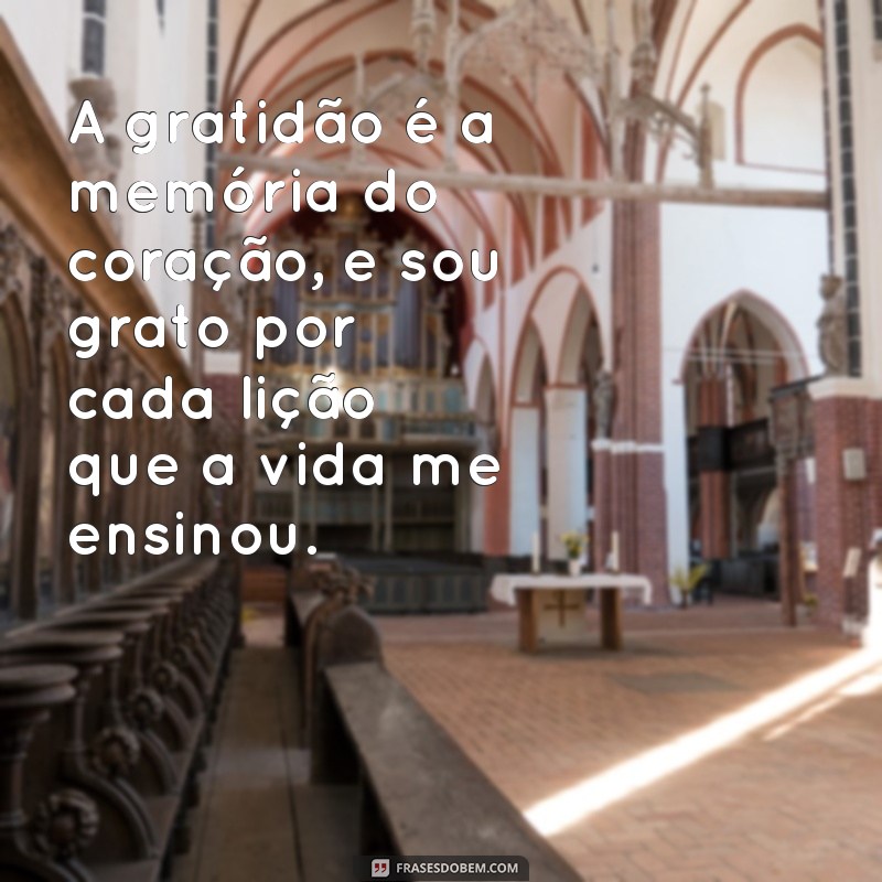 frases de agradecimento pelo aprendizado A gratidão é a memória do coração, e sou grato por cada lição que a vida me ensinou.