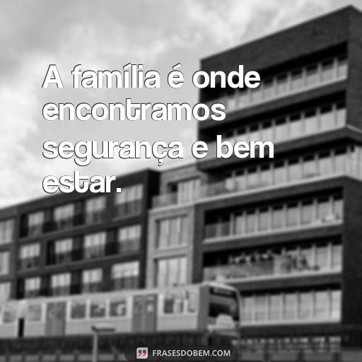  A família é onde encontramos segurança e bem estar.