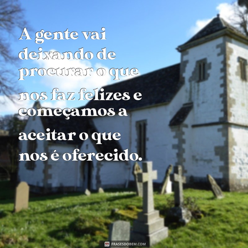 a gente vai deixando de procurar A gente vai deixando de procurar o que nos faz felizes e começamos a aceitar o que nos é oferecido.