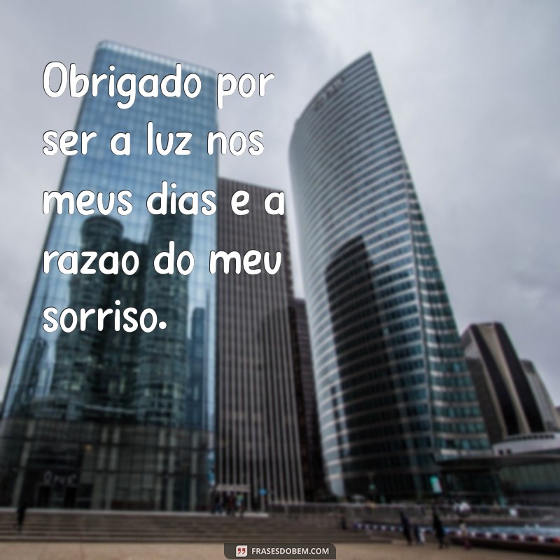 frases de agradecimento para namorada Obrigado por ser a luz nos meus dias e a razão do meu sorriso.