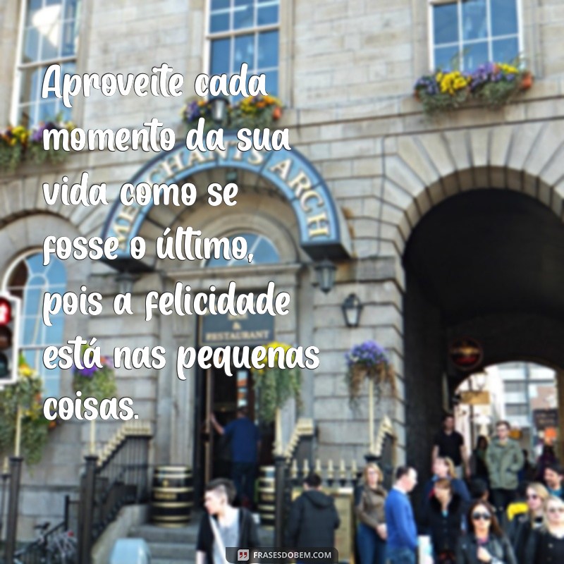 aproveite cada momento da sua vida como se fosse o último Aproveite cada momento da sua vida como se fosse o último, pois a felicidade está nas pequenas coisas.