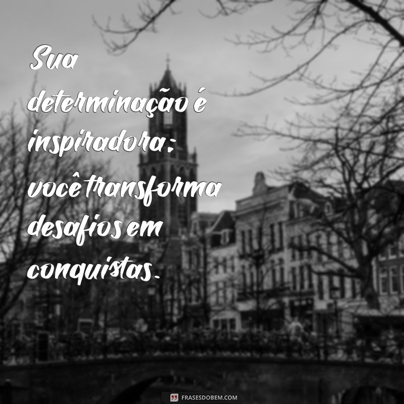 mensagens de admiração Sua determinação é inspiradora; você transforma desafios em conquistas.