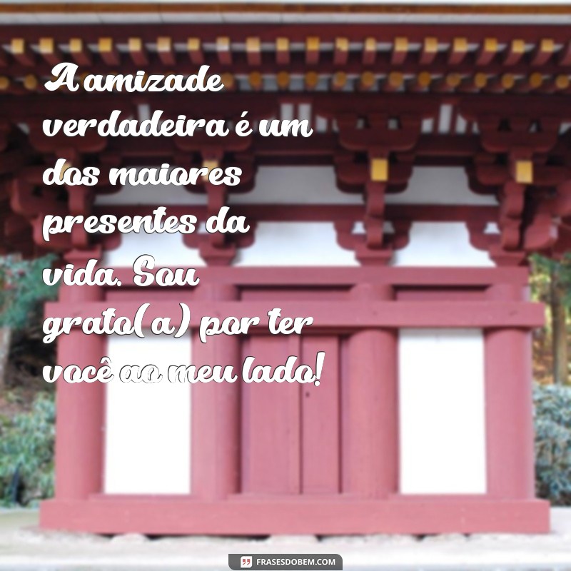 mensagem de amizade para uma amiga especial A amizade verdadeira é um dos maiores presentes da vida. Sou grato(a) por ter você ao meu lado!