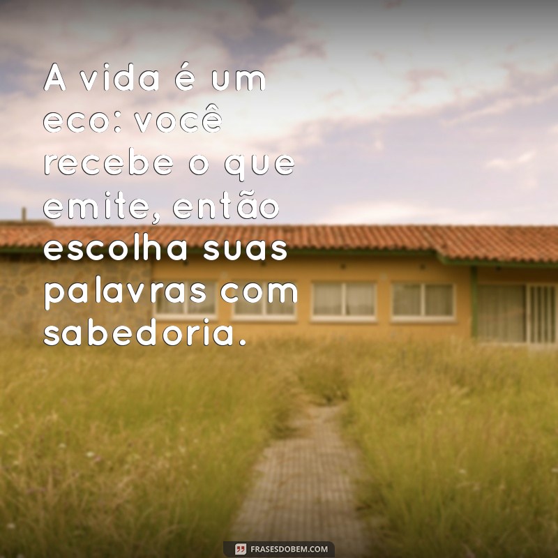 frases meta batida A vida é um eco: você recebe o que emite, então escolha suas palavras com sabedoria.