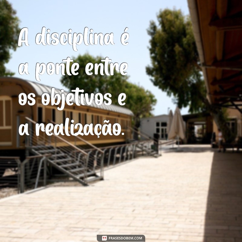 frases de disciplina e foco A disciplina é a ponte entre os objetivos e a realização.