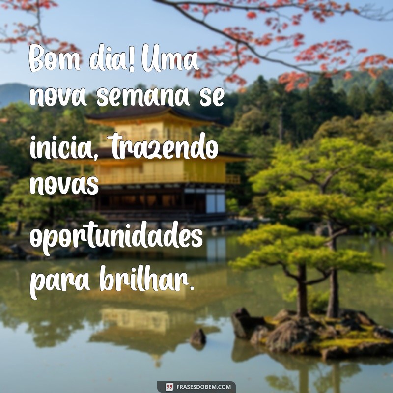 bom dia uma nova semana se inicia Bom dia! Uma nova semana se inicia, trazendo novas oportunidades para brilhar.