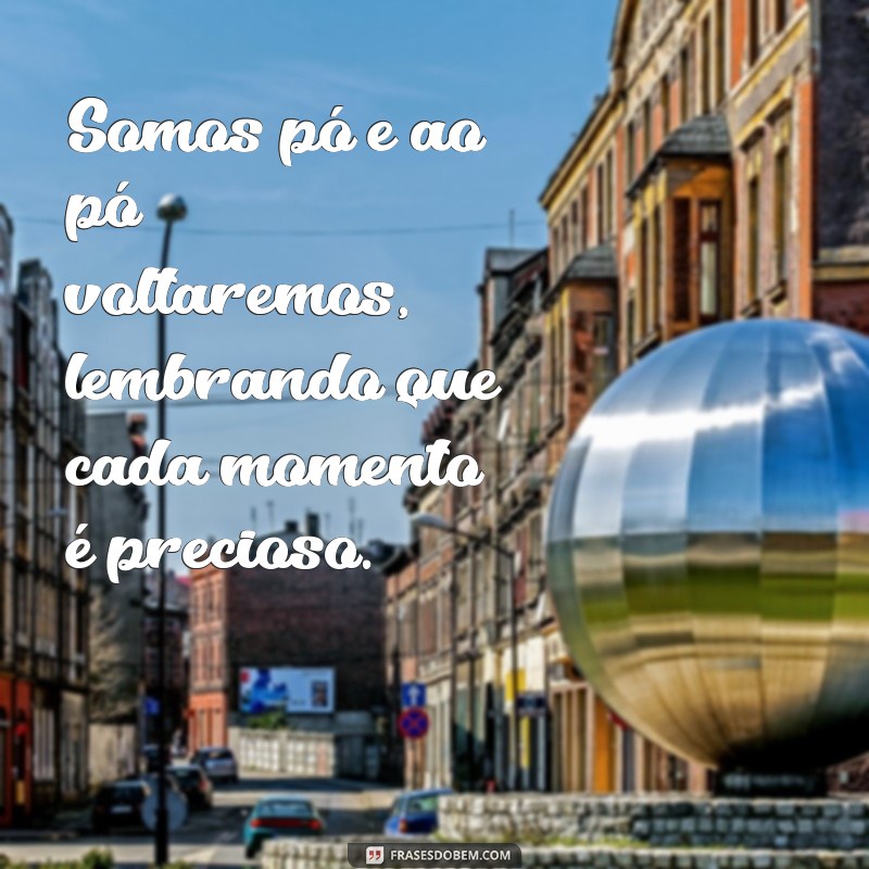 somos pó e ao pó voltaremos Somos pó e ao pó voltaremos, lembrando que cada momento é precioso.