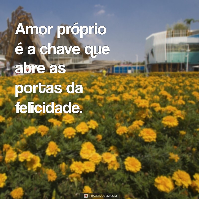 amor proprio é tudo Amor próprio é a chave que abre as portas da felicidade.