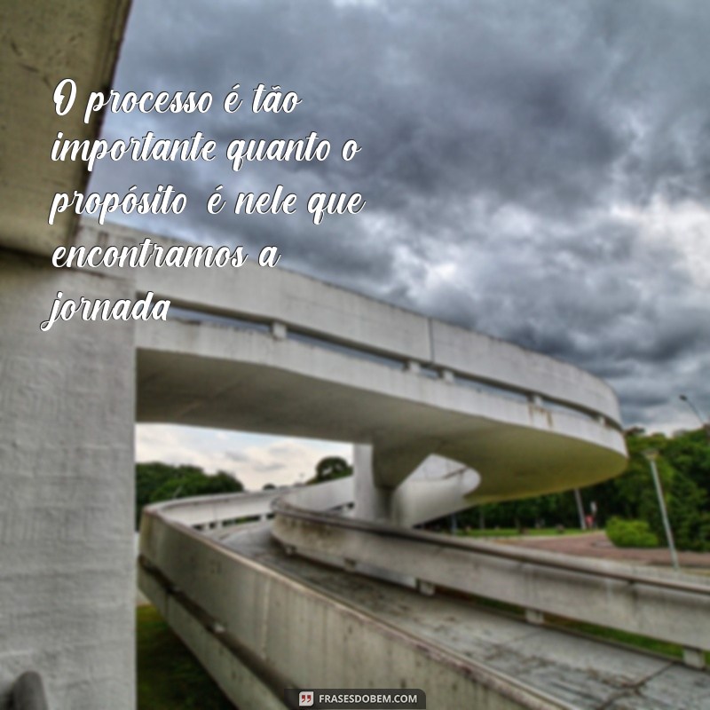 frases processo e propósito O processo é tão importante quanto o propósito; é nele que encontramos a jornada.