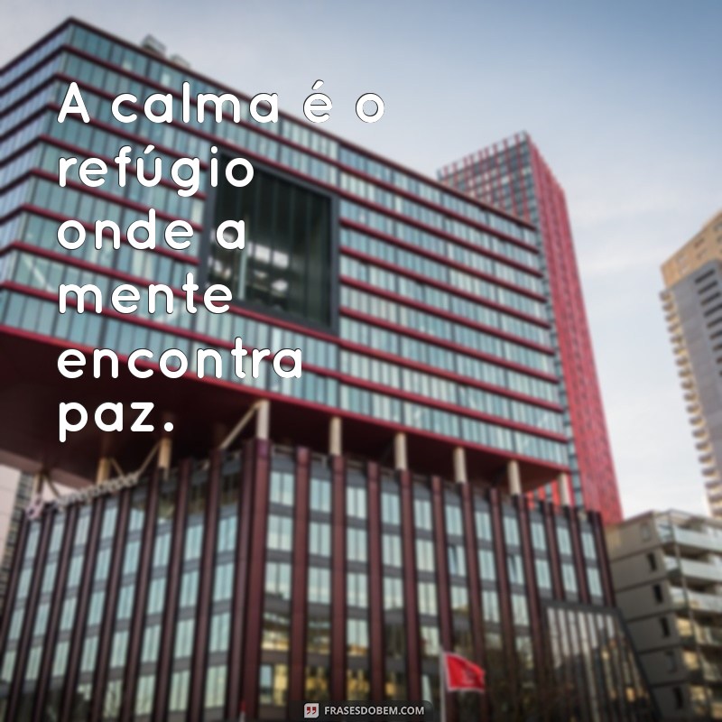 frases sobre calma A calma é o refúgio onde a mente encontra paz.