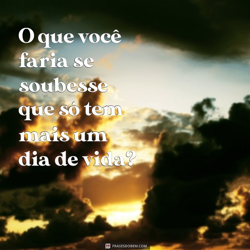 frases para despertar curiosidade O que você faria se soubesse que só tem mais um dia de vida?