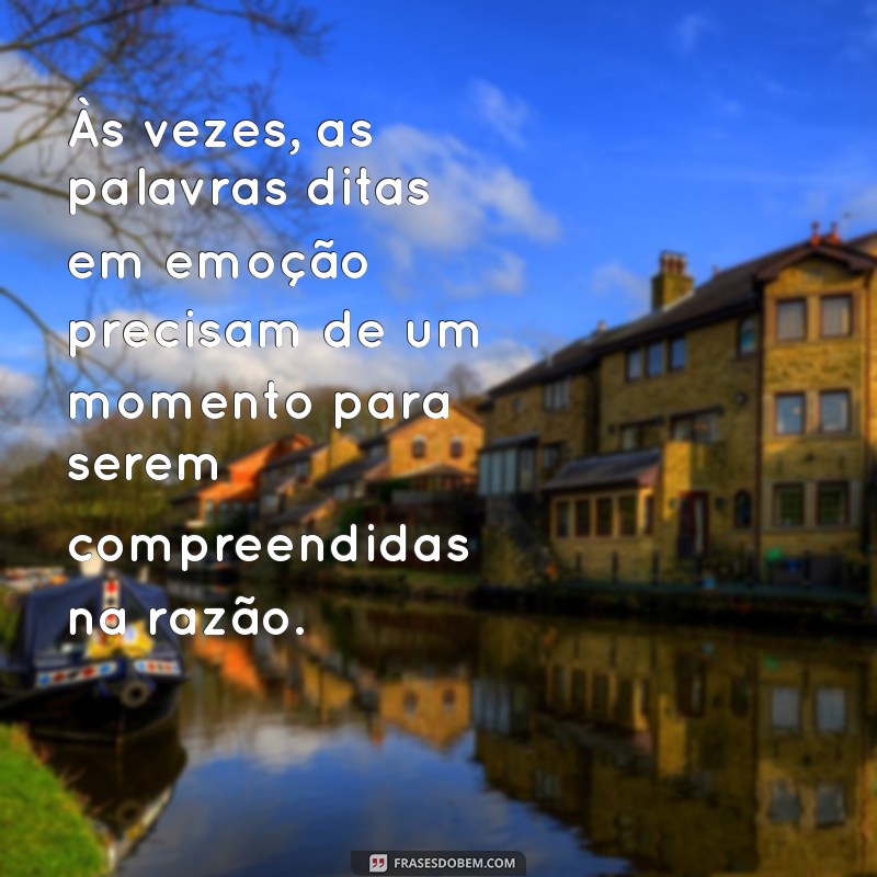 frases de reflexão depois de uma discussão Às vezes, as palavras ditas em emoção precisam de um momento para serem compreendidas na razão.