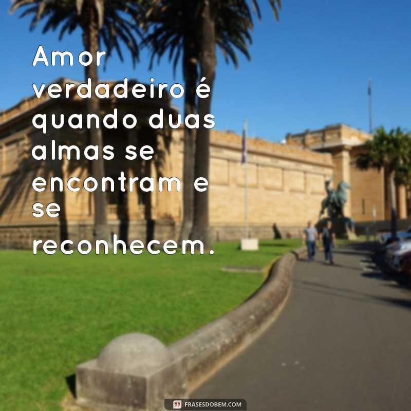 frases de amor verdadeiro Amor verdadeiro é quando duas almas se encontram e se reconhecem.