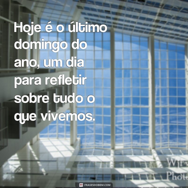 frases ultimo domingo do ano Hoje é o último domingo do ano, um dia para refletir sobre tudo o que vivemos.