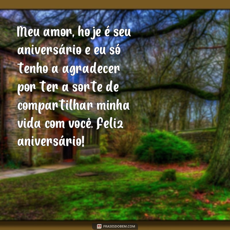 frases feliz aniversário meu amor tumblr Meu amor, hoje é seu aniversário e eu só tenho a agradecer por ter a sorte de compartilhar minha vida com você. Feliz aniversário!