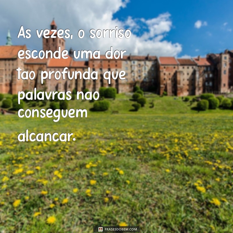 frases de tristeza no coração Às vezes, o sorriso esconde uma dor tão profunda que palavras não conseguem alcançar.