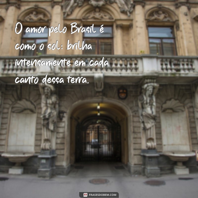 frases de amor ao brasil O amor pelo Brasil é como o sol: brilha intensamente em cada canto dessa terra.
