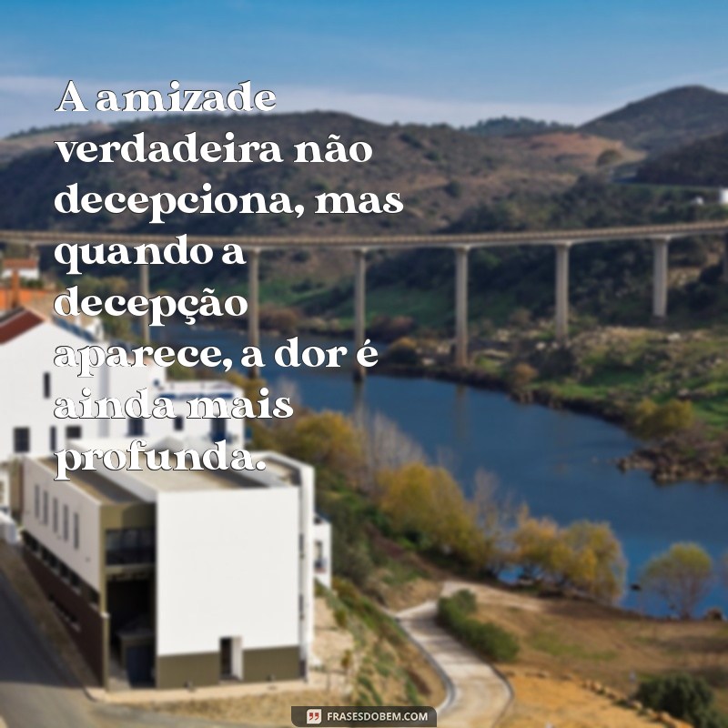 frases de decepção com amizade A amizade verdadeira não decepciona, mas quando a decepção aparece, a dor é ainda mais profunda.