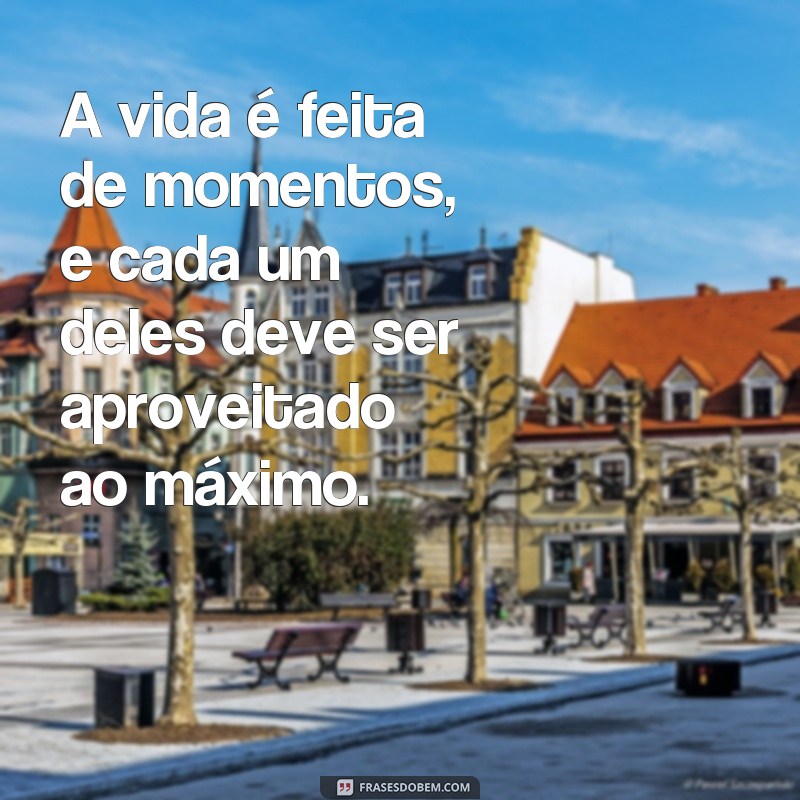 frases o melhor da vida A vida é feita de momentos, e cada um deles deve ser aproveitado ao máximo.