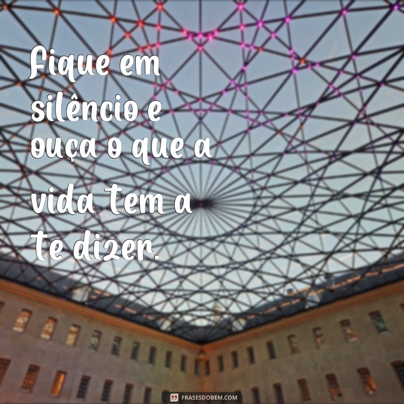 frases fique em silencio Fique em silêncio e ouça o que a vida tem a te dizer.