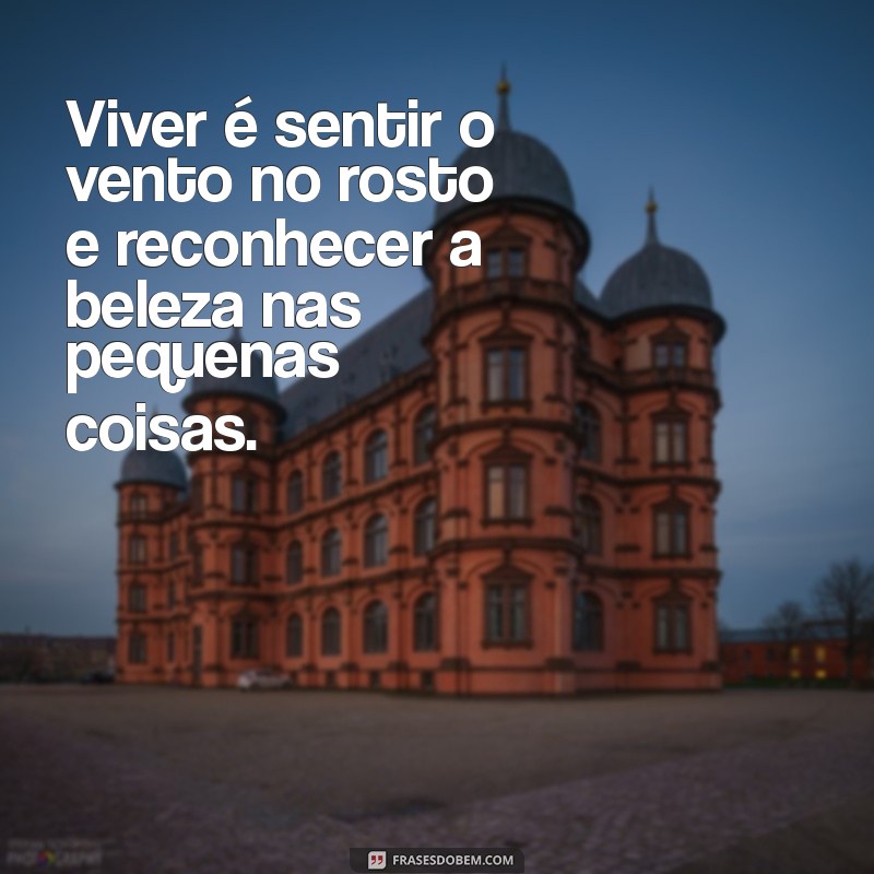 frases vivendo Viver é sentir o vento no rosto e reconhecer a beleza nas pequenas coisas.