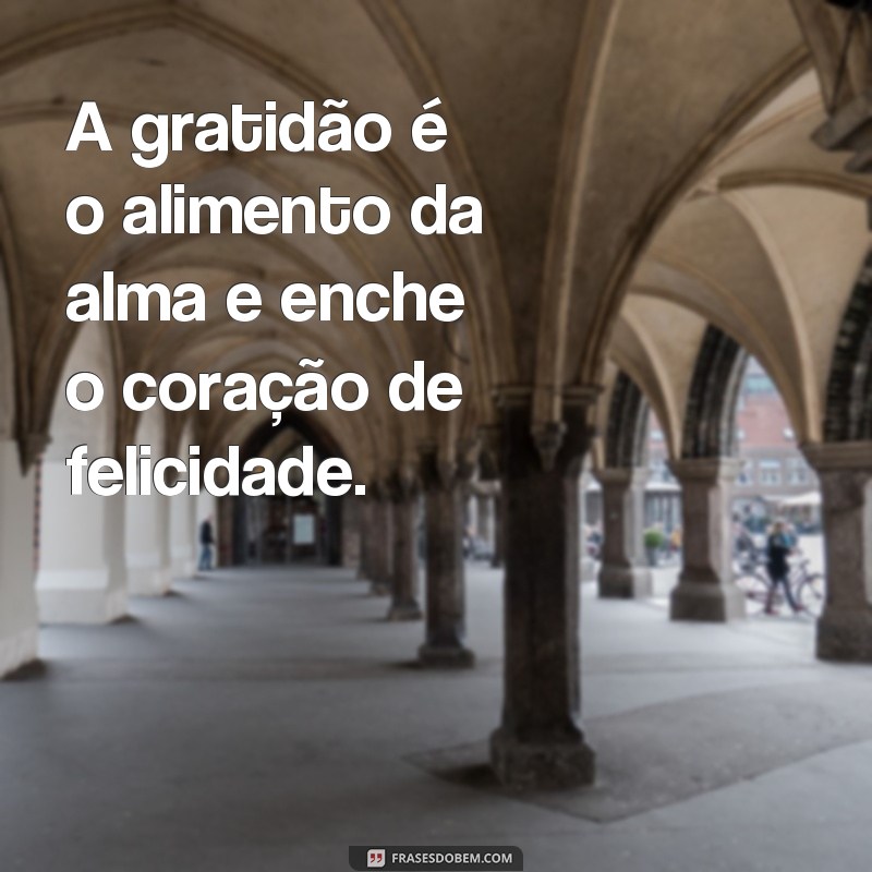 frases texto sobre gratidão A gratidão é o alimento da alma e enche o coração de felicidade.