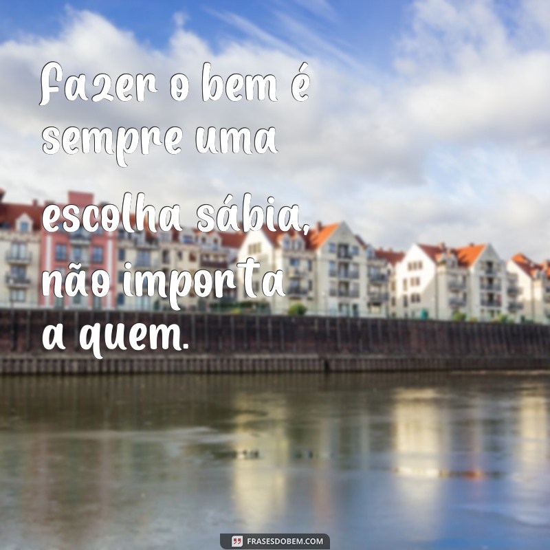 frases fazer o bem não importa a quem Fazer o bem é sempre uma escolha sábia, não importa a quem.