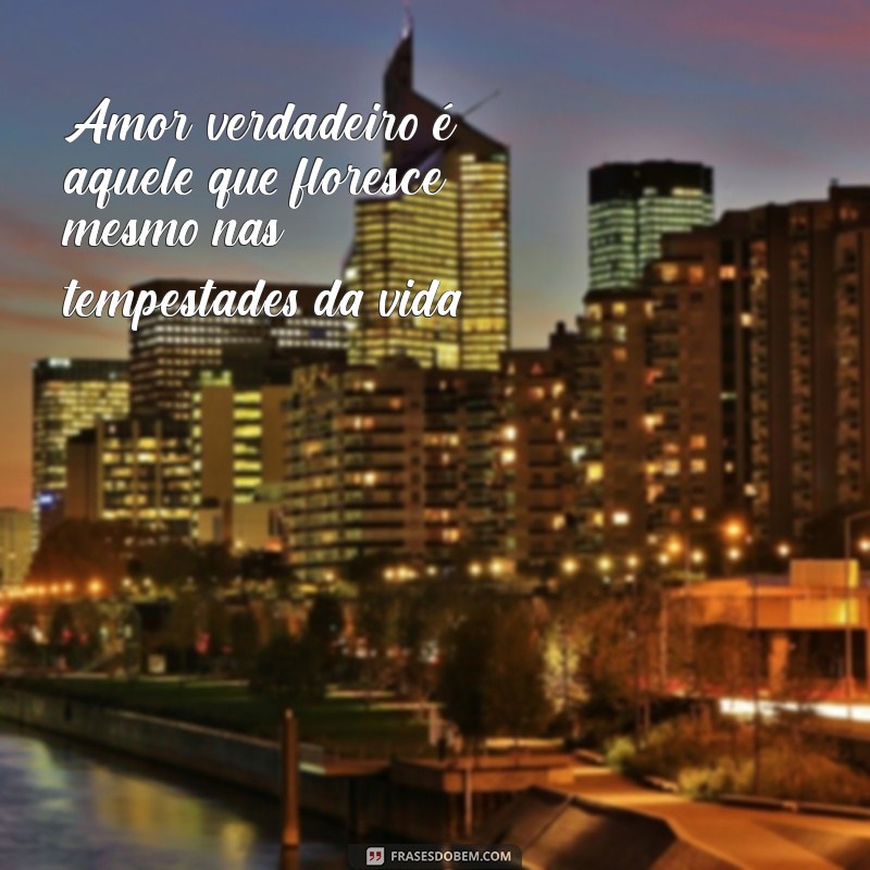 frases sobre amor verdadeiro Amor verdadeiro é aquele que floresce mesmo nas tempestades da vida.