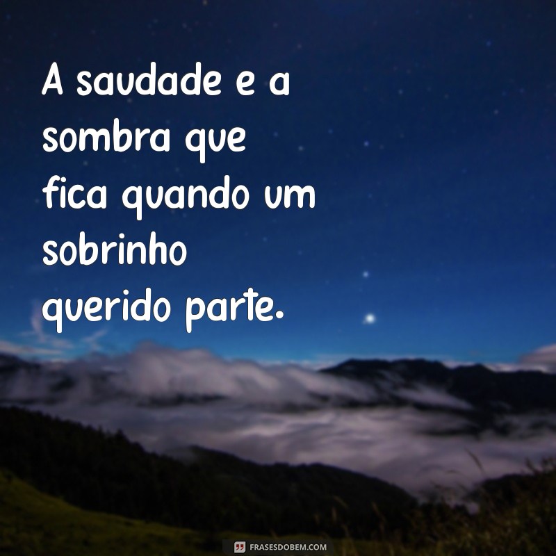 frases de luto sobrinho A saudade é a sombra que fica quando um sobrinho querido parte.