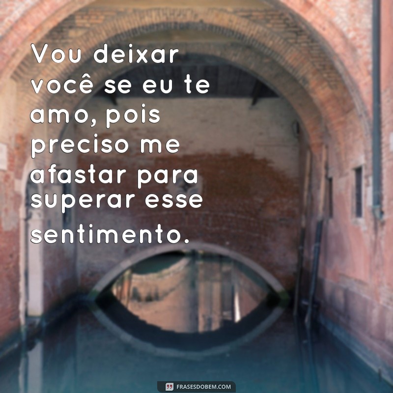 frases como vou deixar você se eu te amo Vou deixar você se eu te amo, pois preciso me afastar para superar esse sentimento.