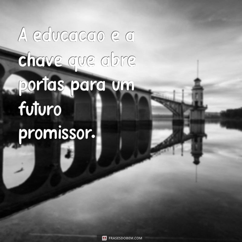 frases sobre educaçao A educação é a chave que abre portas para um futuro promissor.