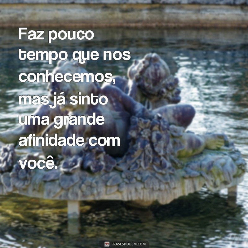 frases a gente se conheceu a pouco tempo Faz pouco tempo que nos conhecemos, mas já sinto uma grande afinidade com você.