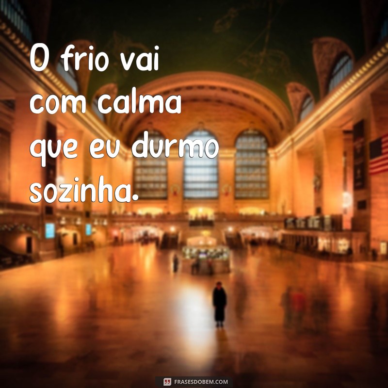 frases frio vai com calma que eu durmo sozinha O frio vai com calma que eu durmo sozinha.