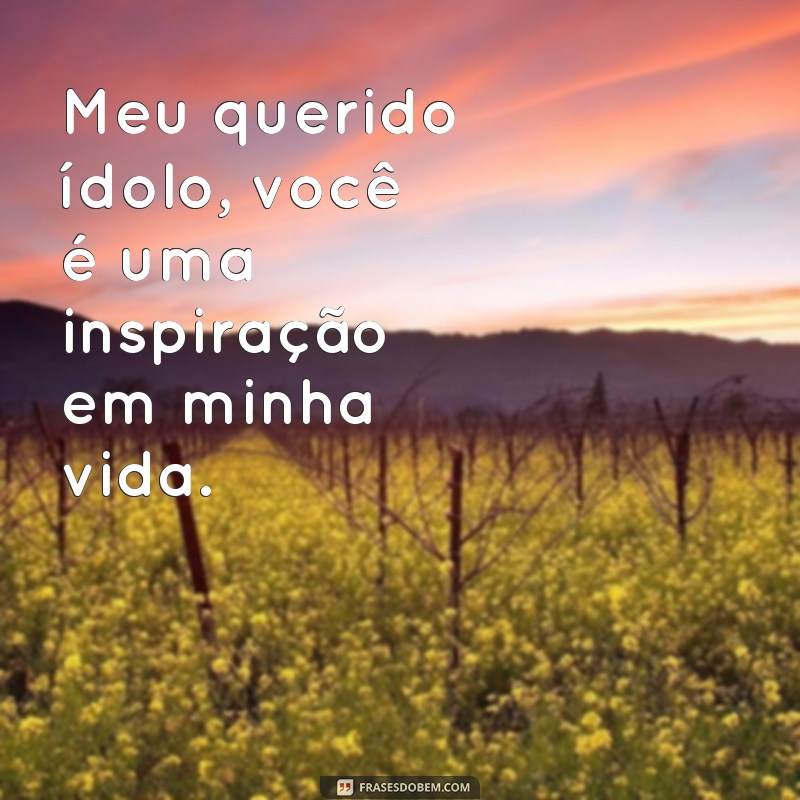 frases texto para idolo Meu querido ídolo, você é uma inspiração em minha vida.