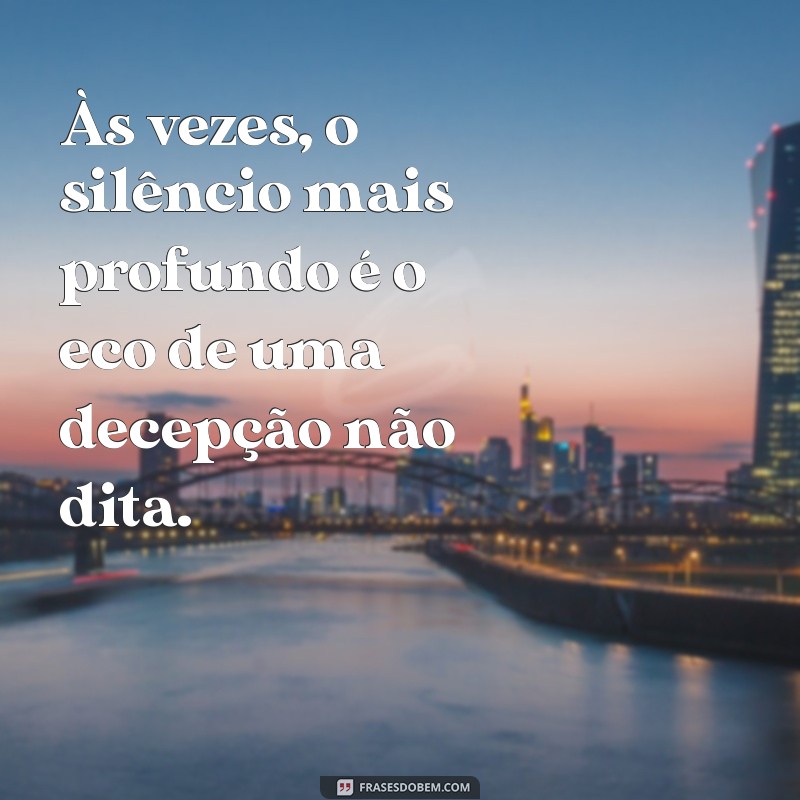 frases de decepção e tristeza Às vezes, o silêncio mais profundo é o eco de uma decepção não dita.