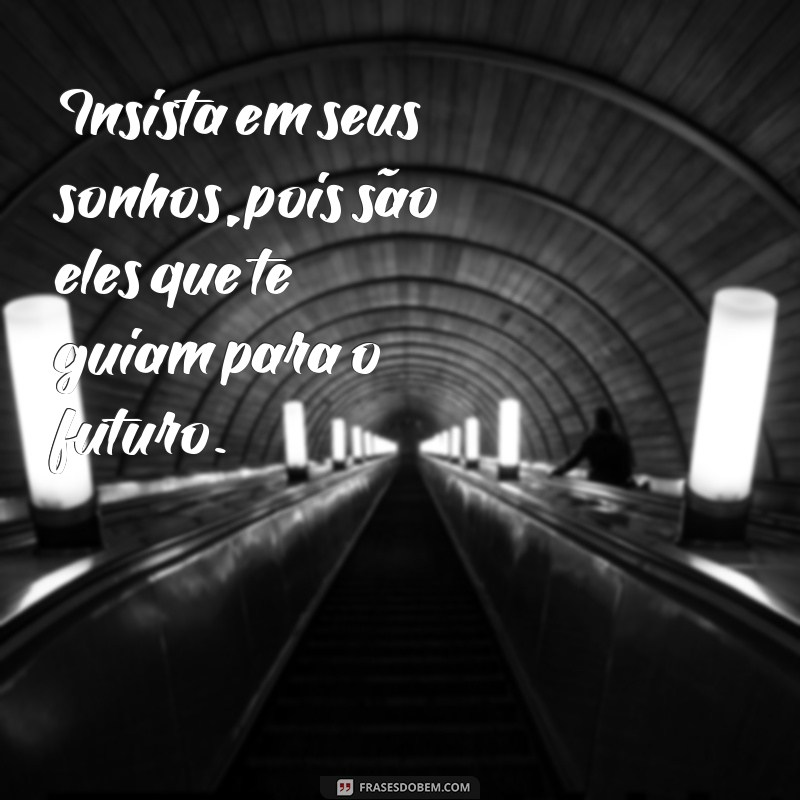 frases insista Insista em seus sonhos, pois são eles que te guiam para o futuro.