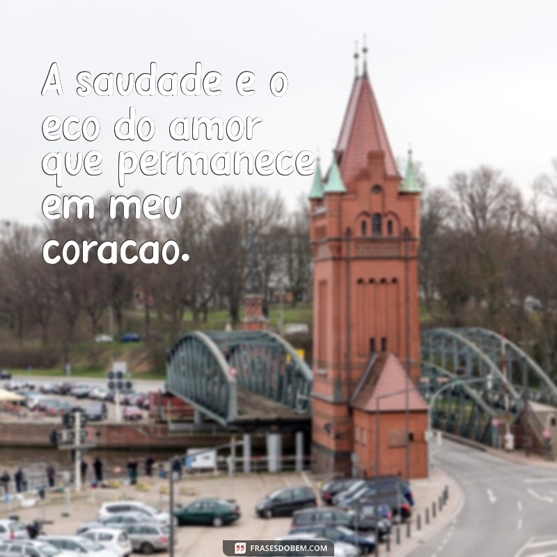 frases de saudades de alguém especial A saudade é o eco do amor que permanece em meu coração.