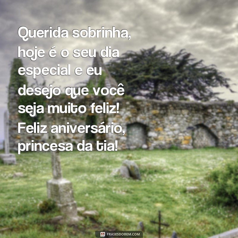 frases feliz aniversário princesa da tia Querida sobrinha, hoje é o seu dia especial e eu desejo que você seja muito feliz! Feliz aniversário, princesa da tia!